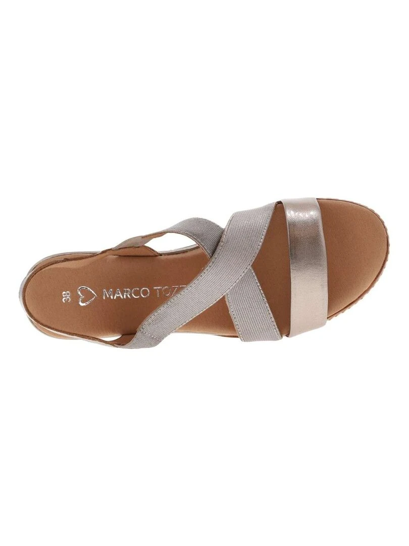 MARCO TOZZI   Nu pieds cuir talon semi compensée   Rose