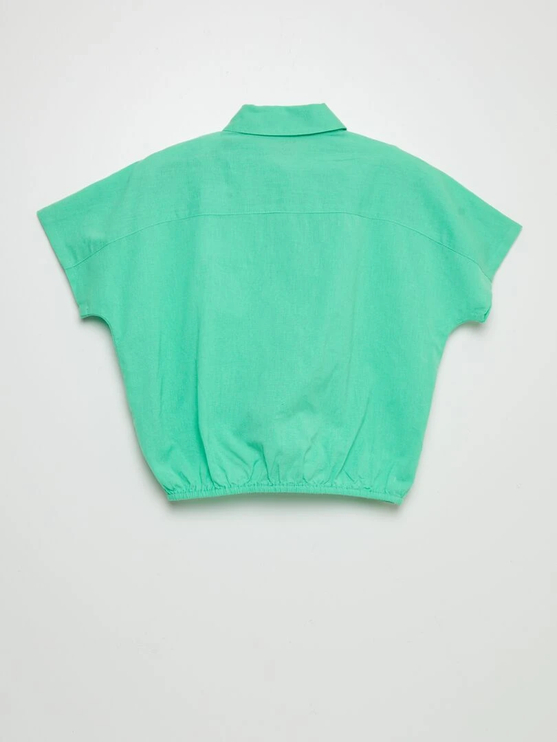 Chemise à nouer en coton et lin   Vert