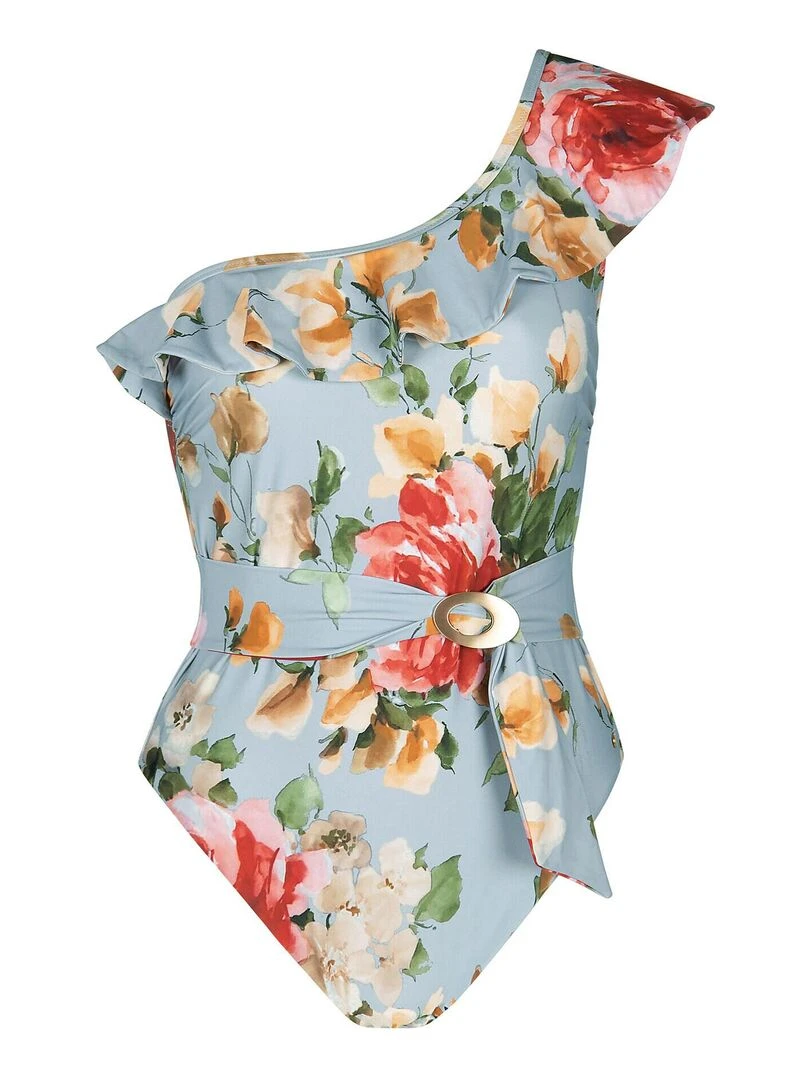 Maillot de bain une pièce sans armatures bretelle Hawaii   Gris