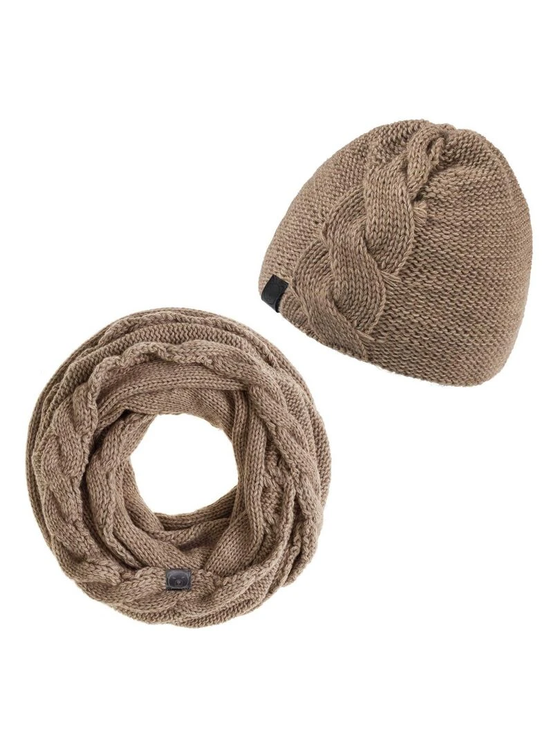 Ensemble Snood Bonnet Moyna Made in UE Marron
