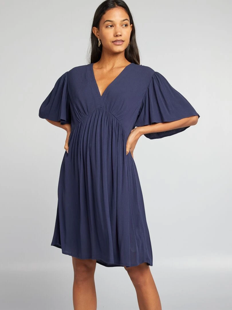 Robe courte en crêpe Bleu nuit