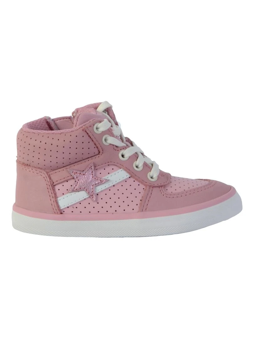 Basket Montante Cuir Enfant Clarks City Flake Rose