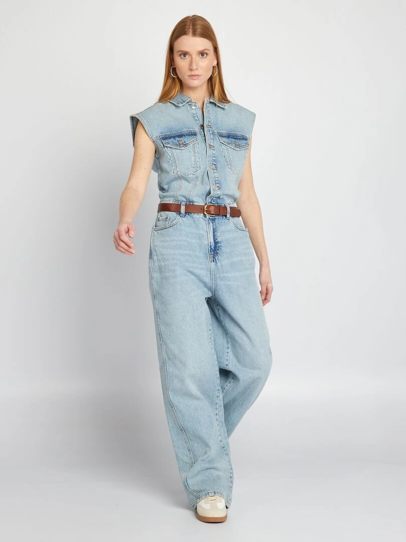 Combinaison en jean sans manches Bleu