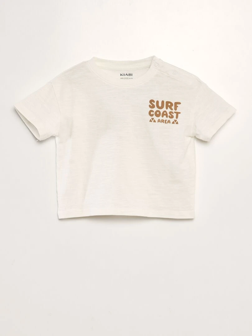 T shirt manches courtes 'surf' Marron