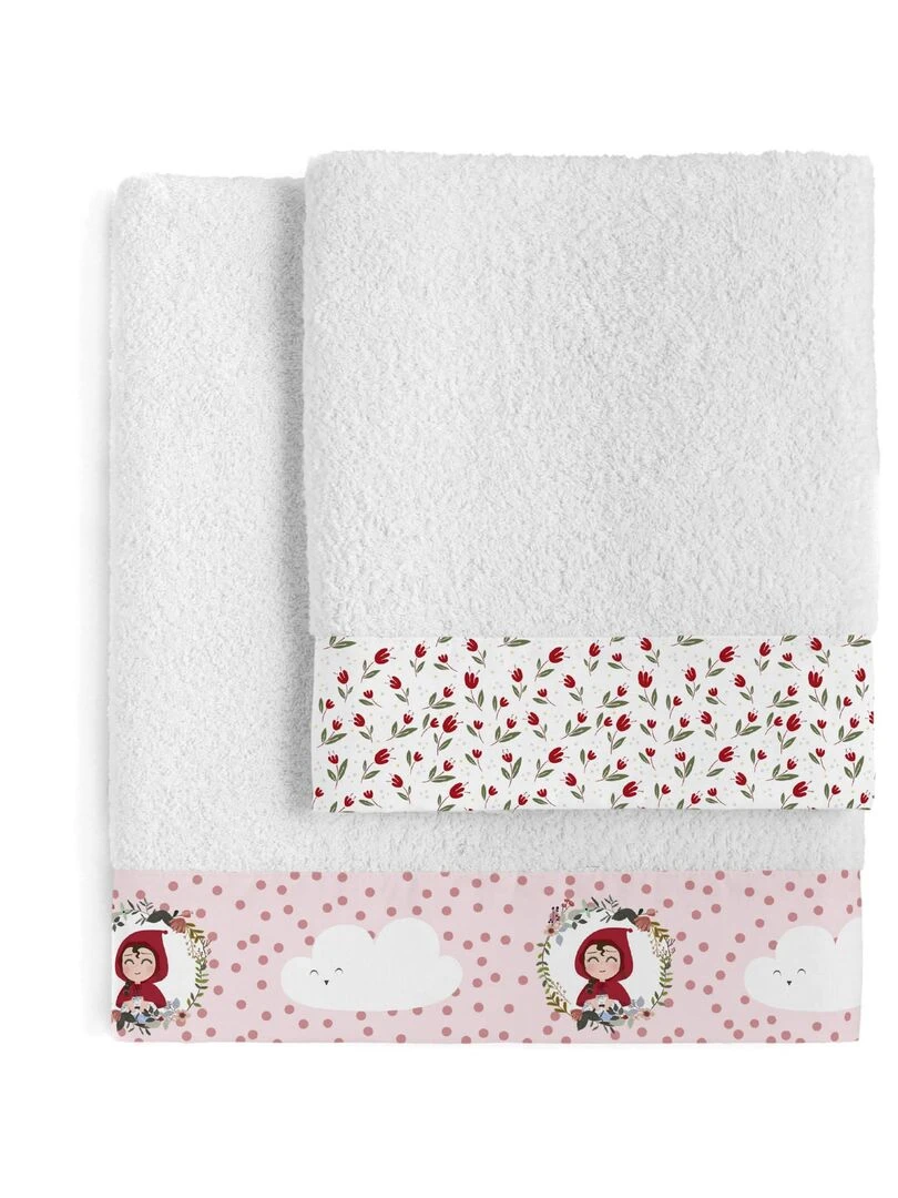 Lot de serviettes Red riding hood "Happyfriday" Blanc