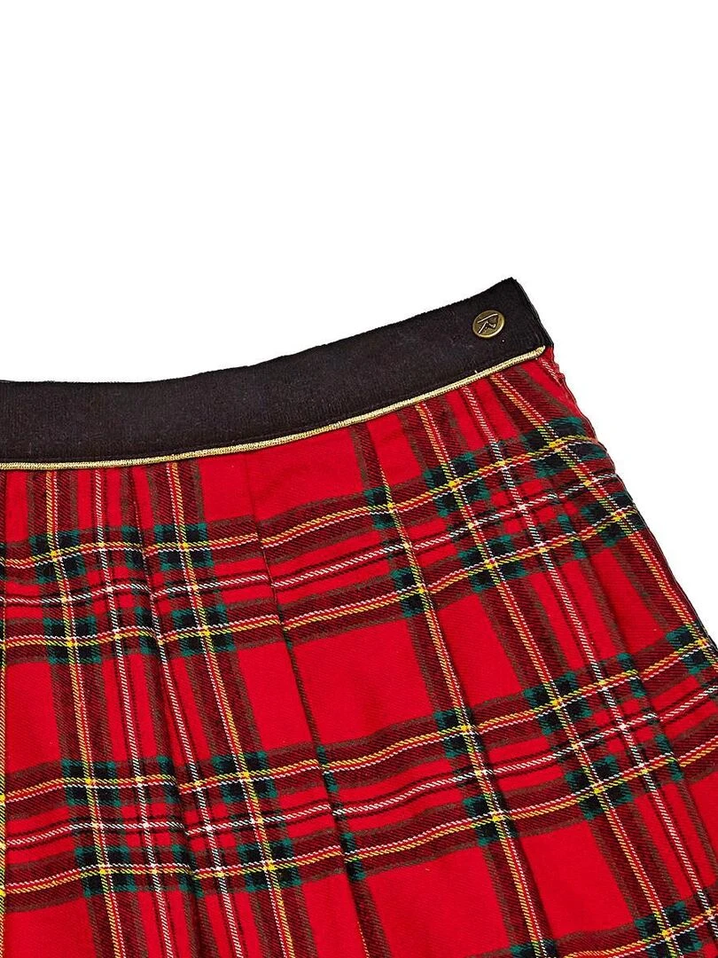 Jupe Écossaise Fille  Laine Carrx Tartan Rouge  LONDON   'LA FAUTE A VOLTAIRE'   Rouge