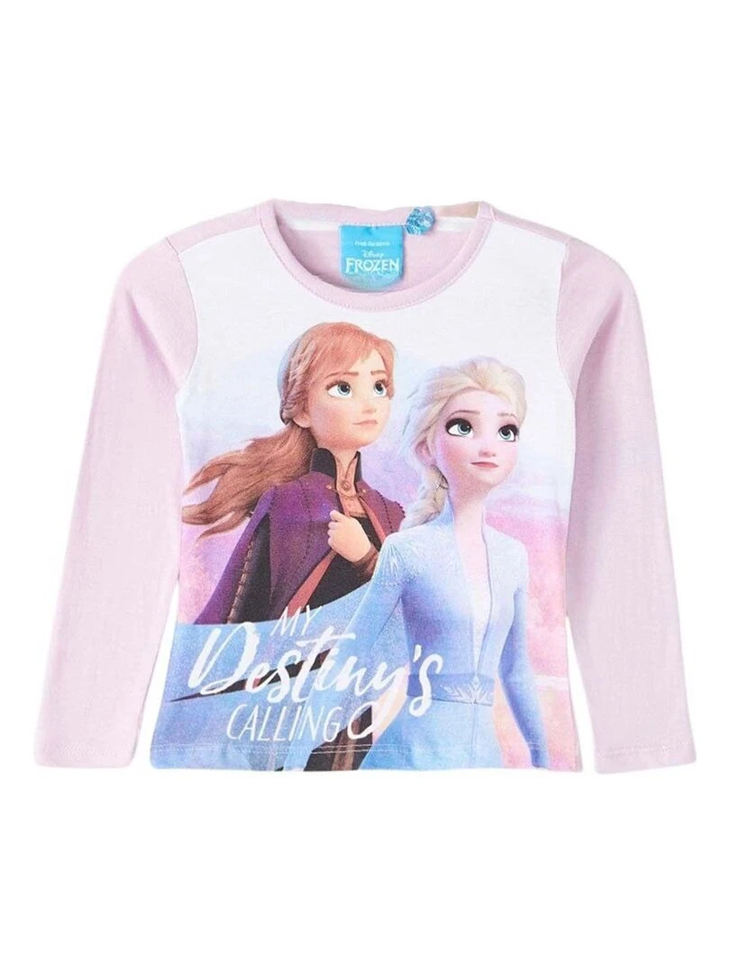 Disney T shirt fille imprimé La Reine Des Neiges en coton Violet