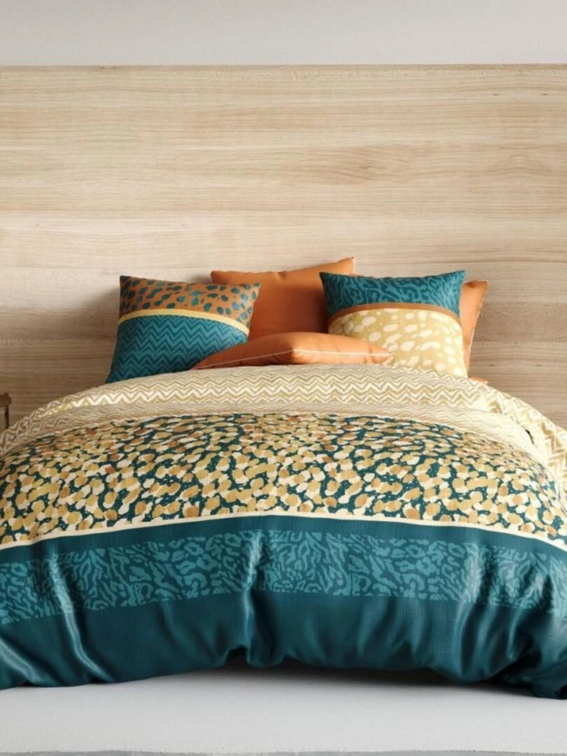 Housse de couette Fauve + taie(s) 100% coton 57 fils Bleu