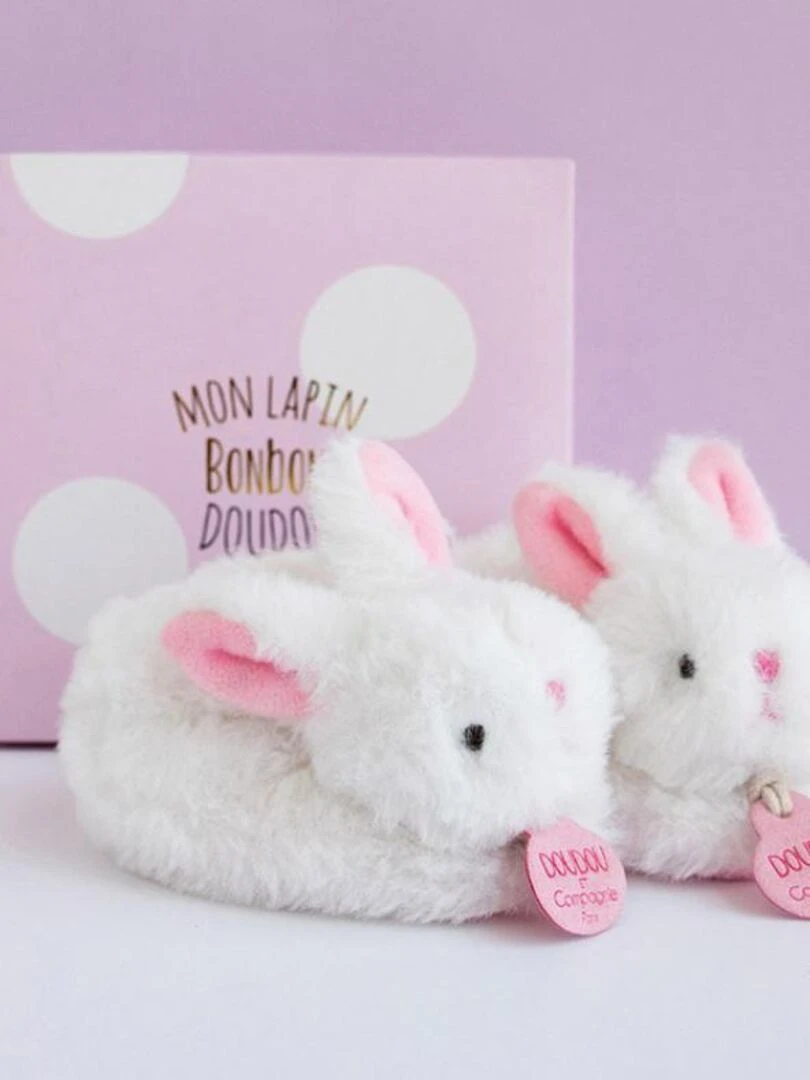 Coffret chaussons hochet Mon tout petit lapin rose (0 6 mois) Rose