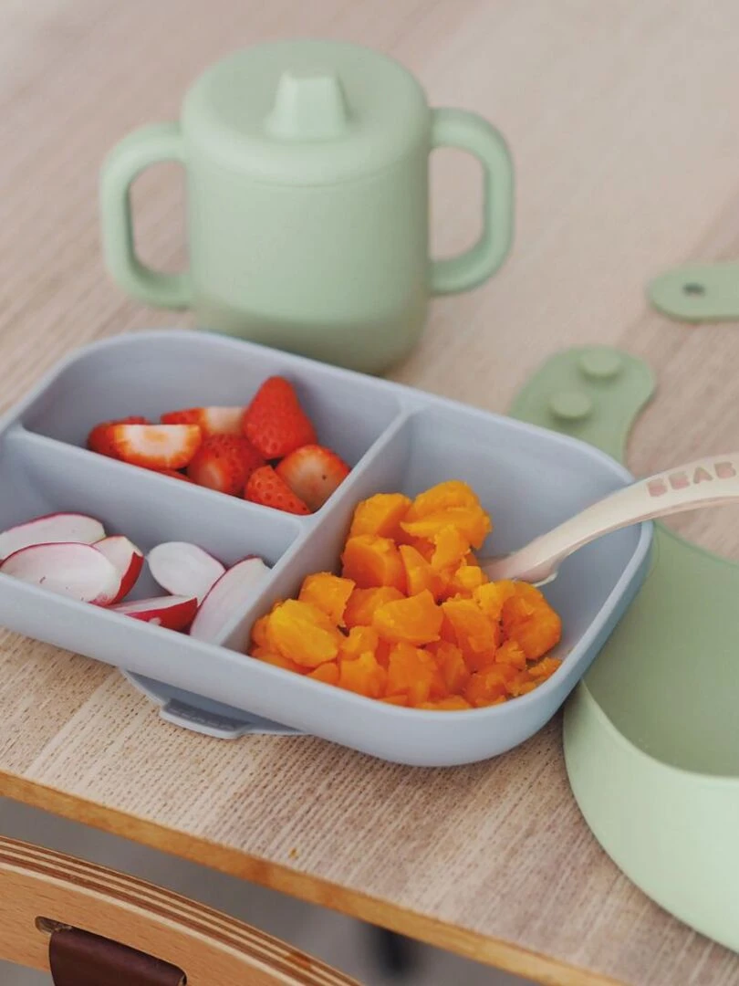 Coffret repas en silicone les essentiels (4 pièces)   Gris Vert Gris