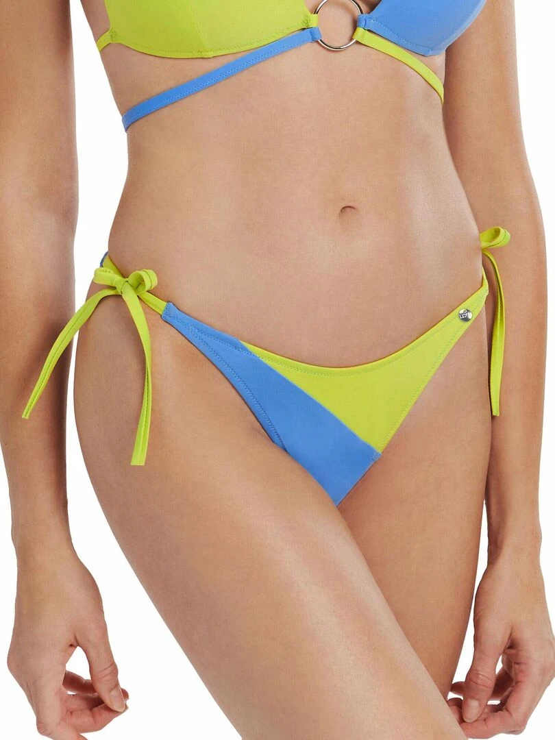 Bas maillot slip de bain échancré à nouettes taille basse Laos Bleu