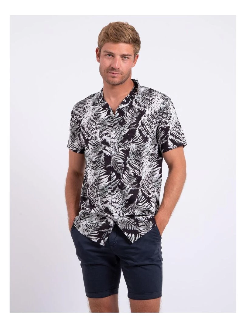 Chemise manches courtes pur coton motifs DIRAMIRO Noir