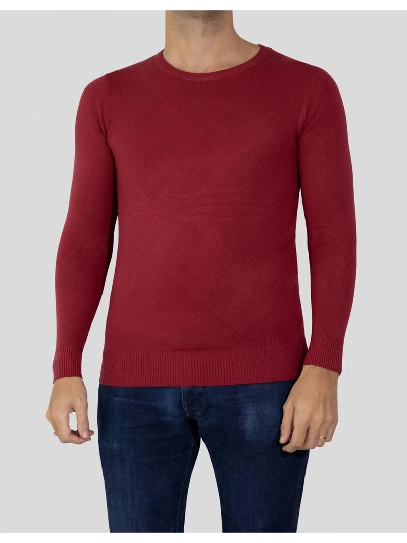 Pull manches longues col rond Kebello Rouge
