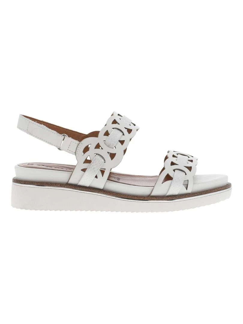 TAMARIS Nu pieds cuir talon semi compensée Blanc