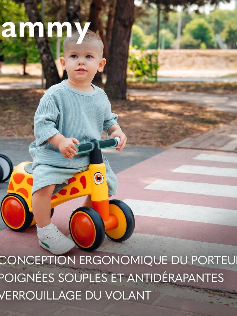 LIONELO Sammy Vélo enfant Draisienne à 4 Roues Lumières colorées 1 3 ans Jusqu'à 30 kg Jaune