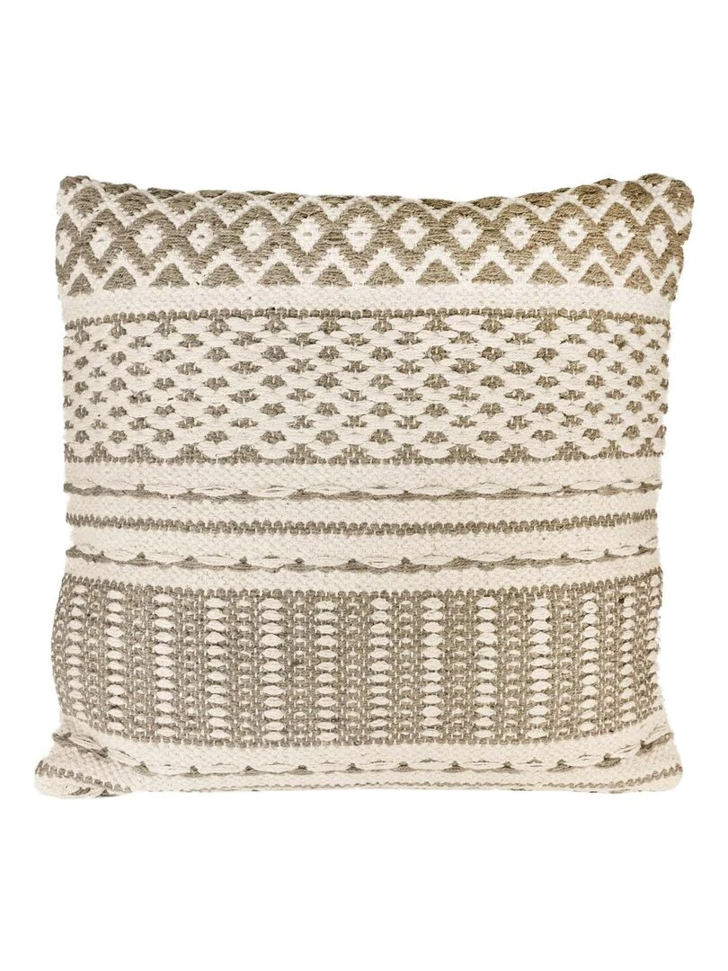 Coussin en macramé bicolore Beige