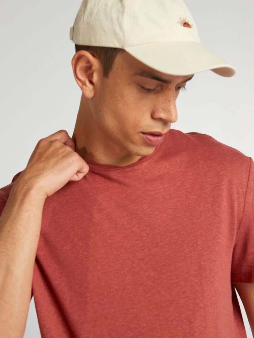 T shirt en lin mélangé   Brique