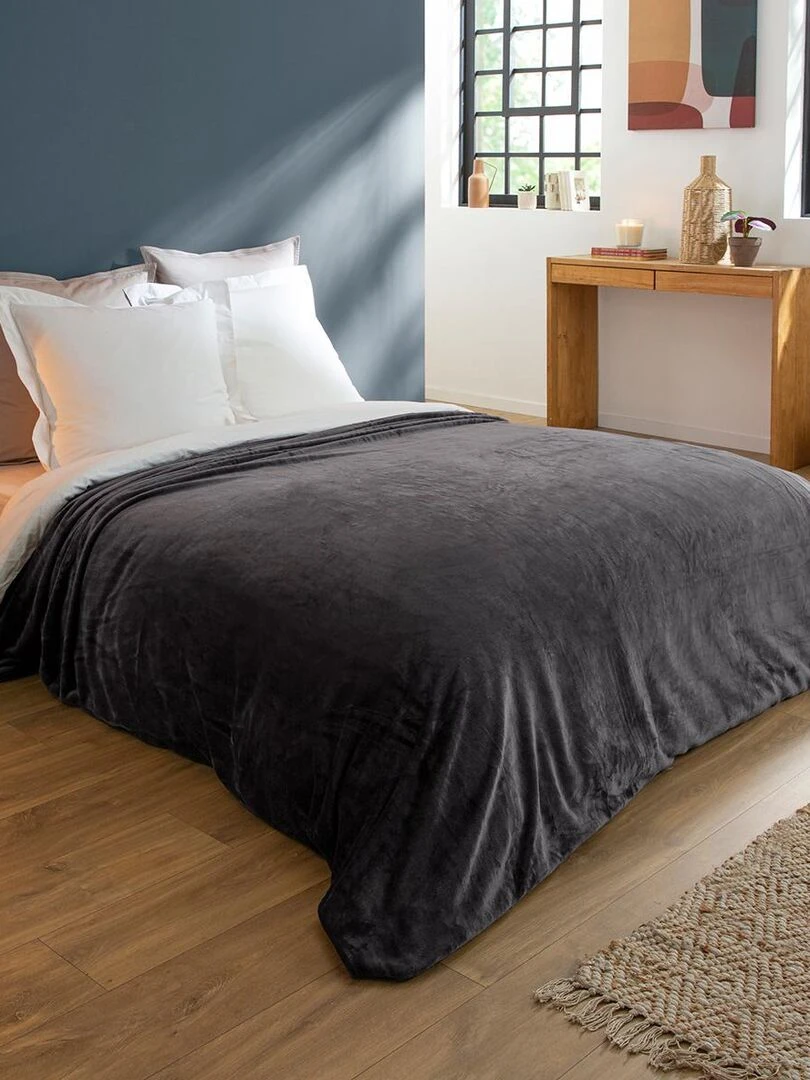 DODO Couverture Polaire Extra Douce Coloris Anthracite Gris