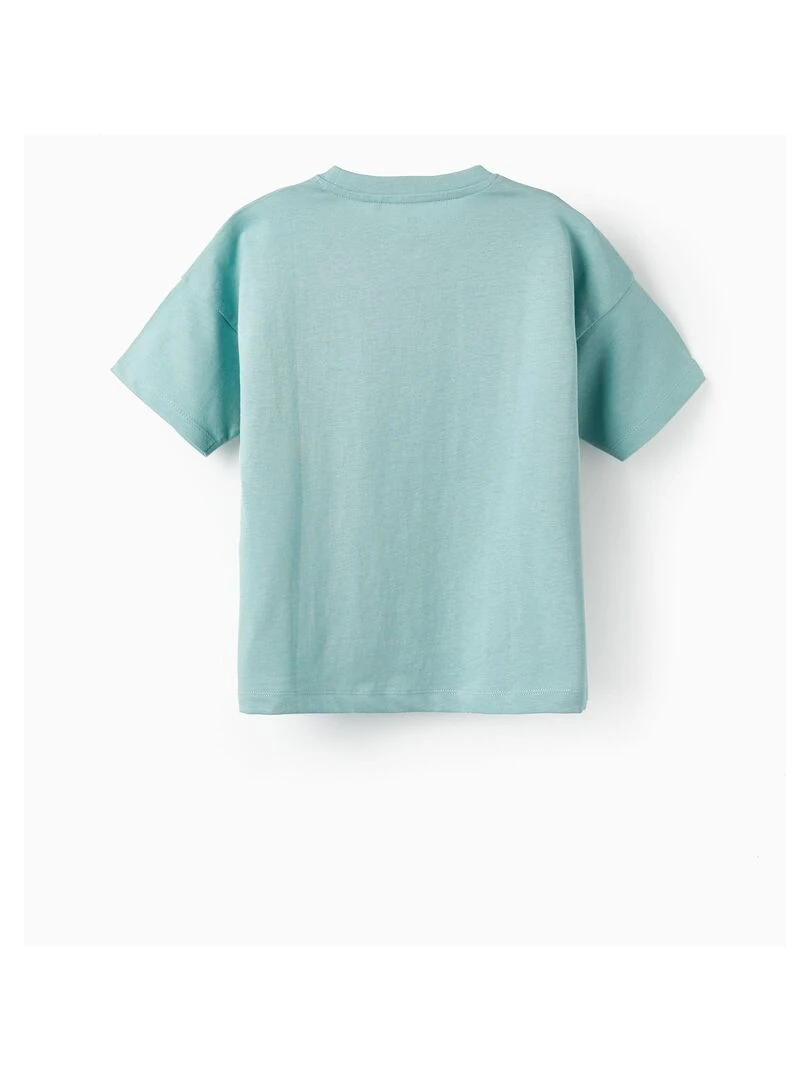 T shirt en coton pour garçon 'No Bad Waves' manches courtes Bleu