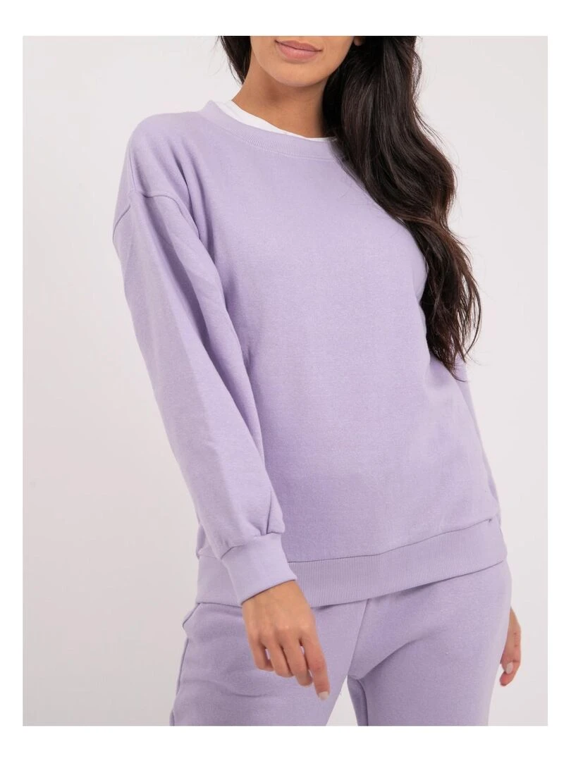 Sweatshirt col rond YORK   Violet clair