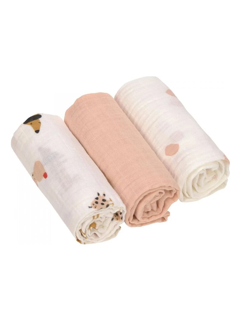 Lange mousseline M Little Mateys orange épicé 3 pcs ass. 60 x 60 cm Multicolore