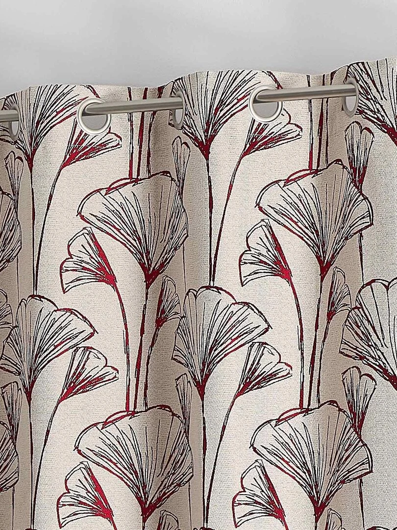 Rideau jacquard fleurs de gingko   Bordeaux