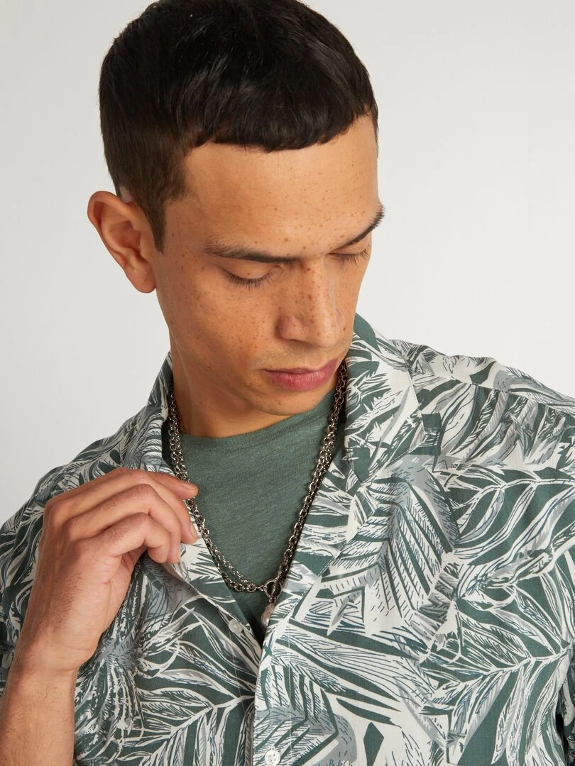 Chemise imprimée à manches courtes   Vert