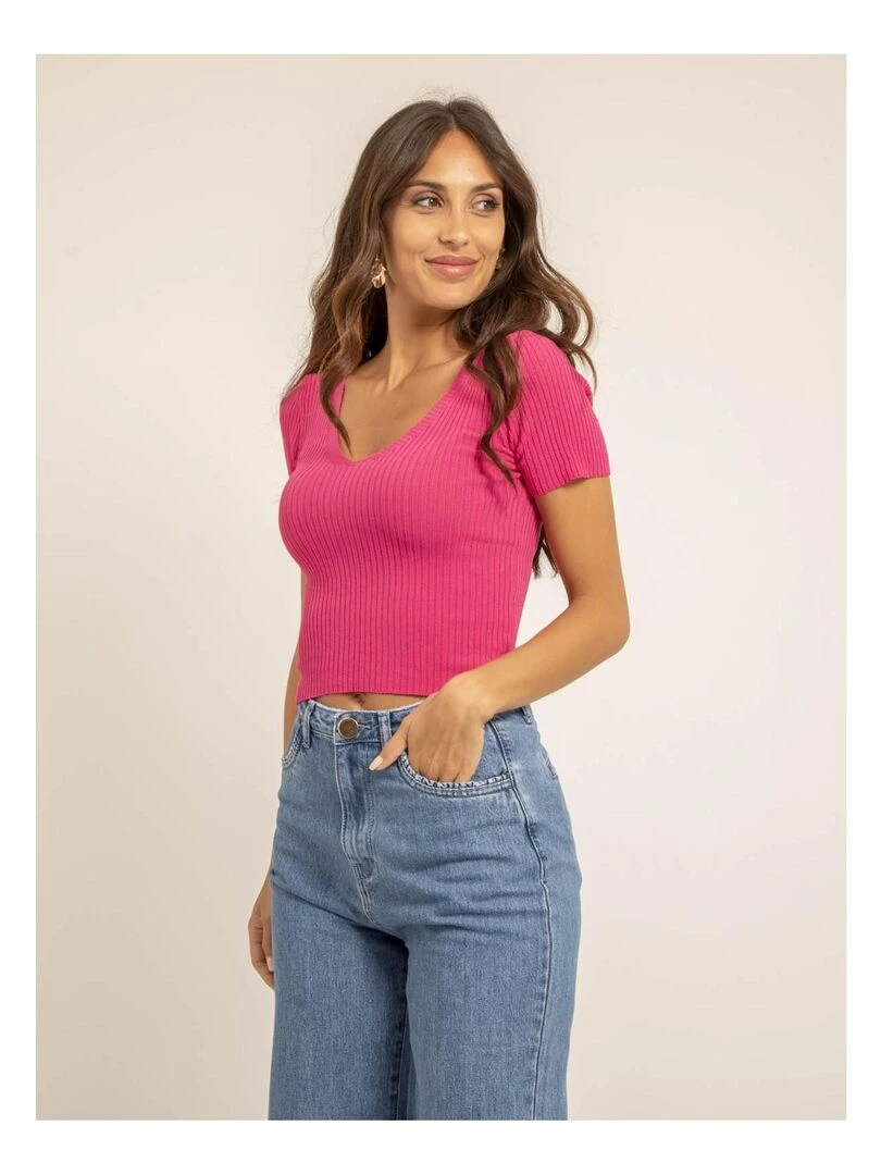 Top court maille FALINI Rose fushia