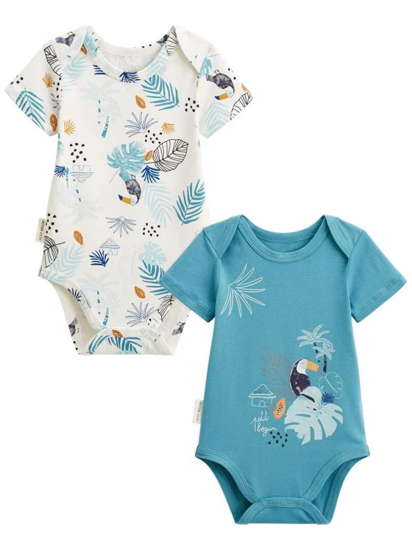 Lot de 2 bodies bébé manches courtes Athi Bleu