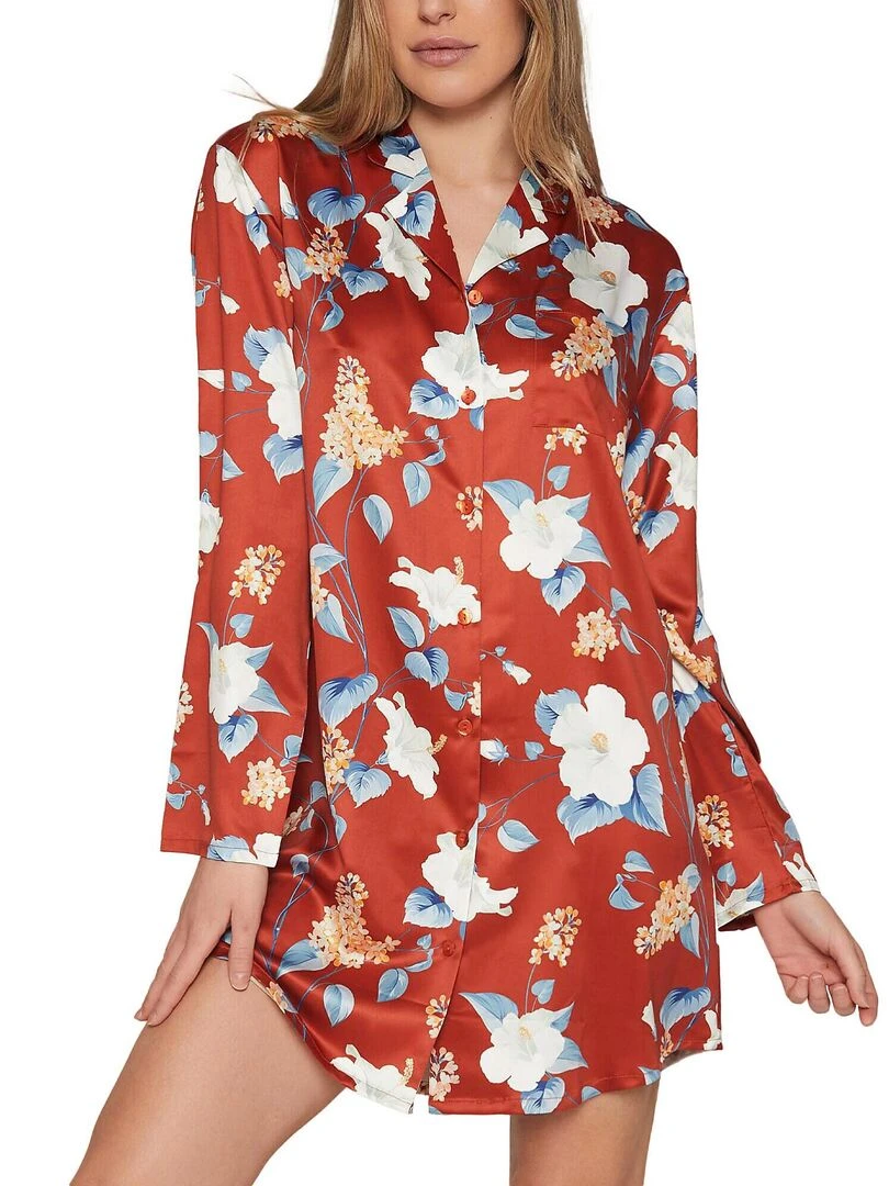 Chemise de nuit manches longues Winter Garden Rouge