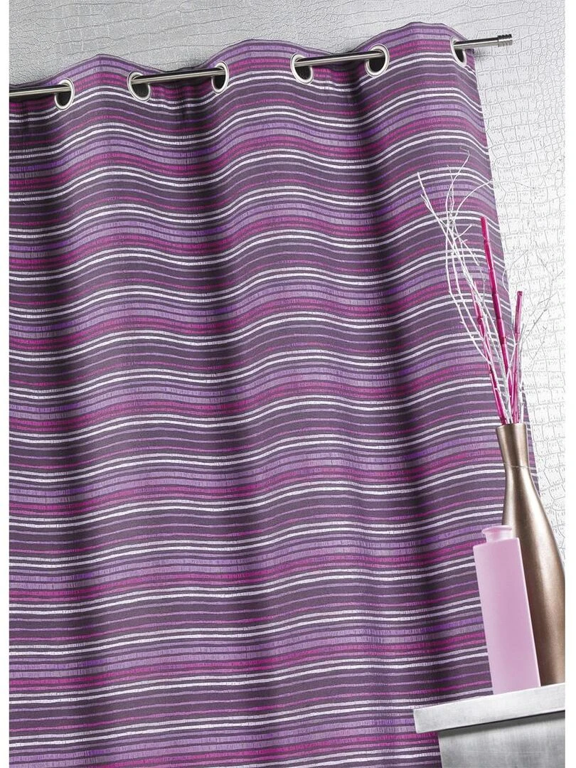 Rideau d'ameublement en jacquard à fines rayures Violet prune
