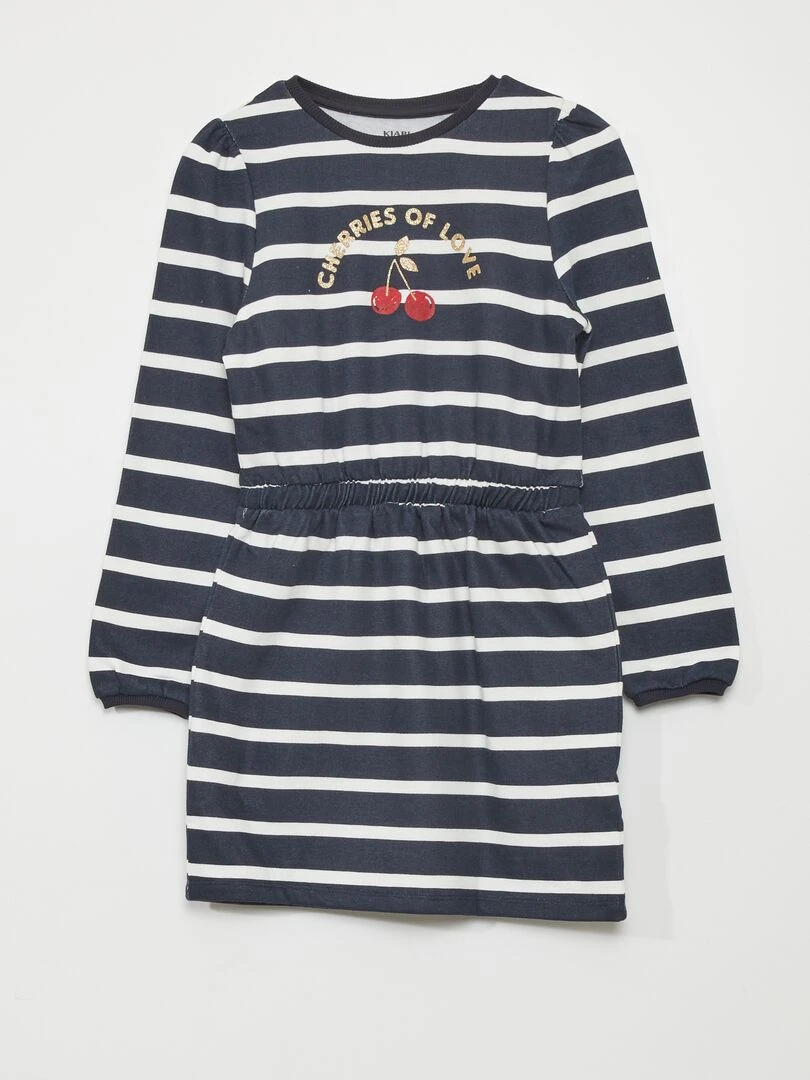 Robe sweat cintrée imprimée Bleu rayé