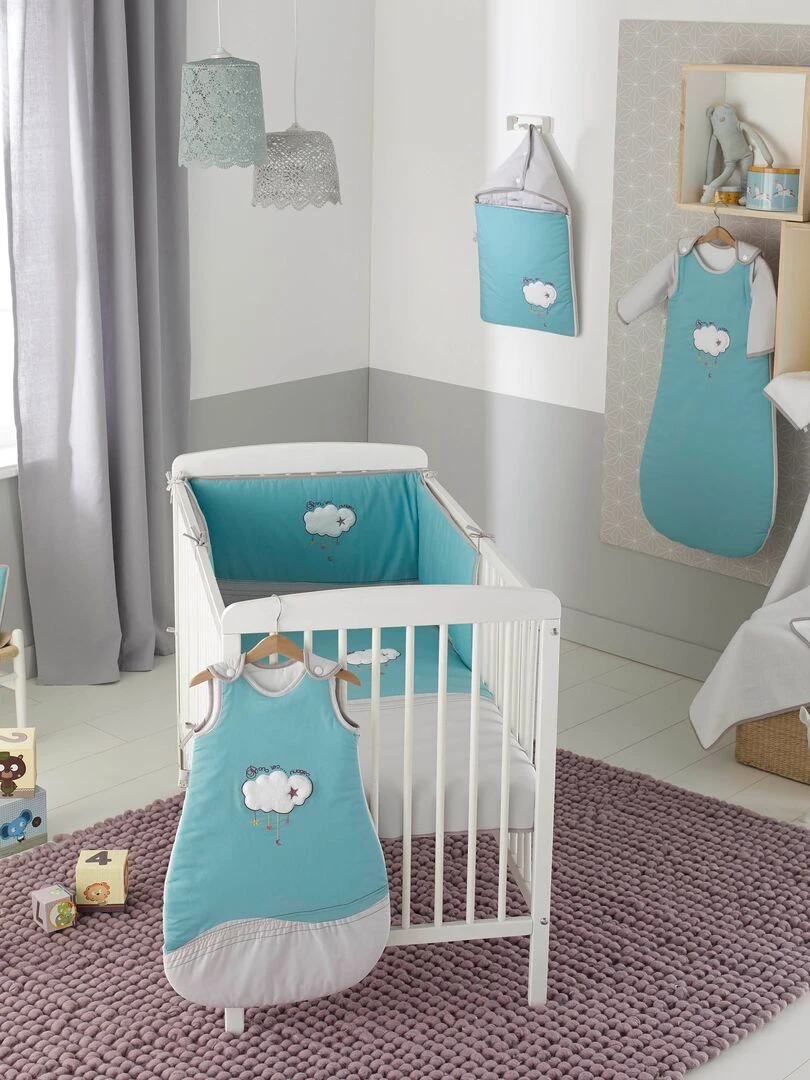 Gigoteuse Préma 0 1 mois   Coton Bio   'P'tit Basile'   Dans Les Nuages   Bleu turquoise