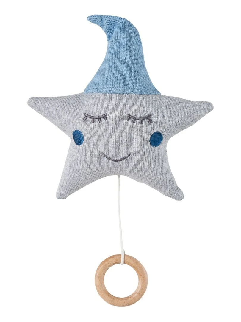 Boîte à musique en coton tricoté étoile Bleu