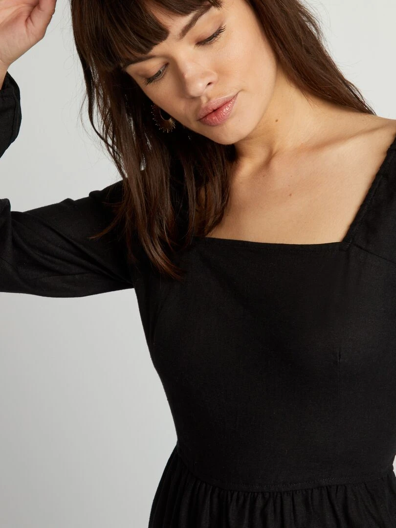 Robe courte en lin   noir