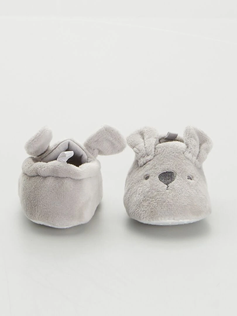 Chaussons bébé en velours   gris