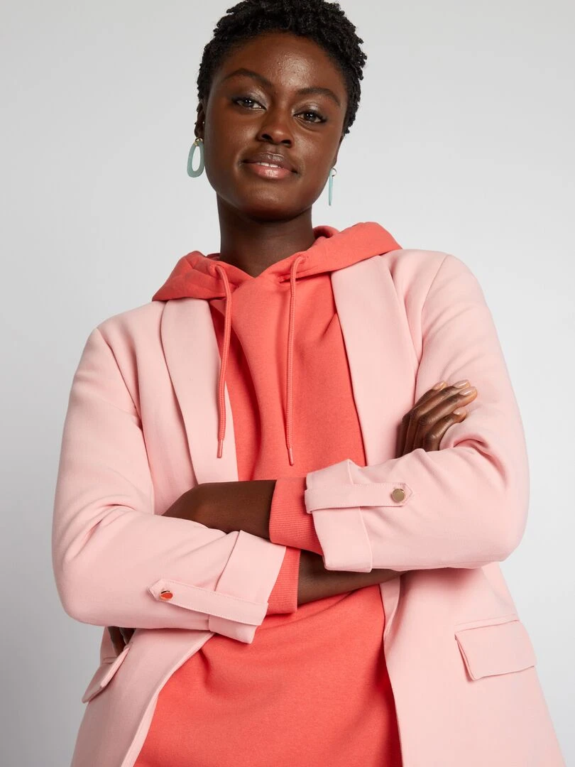 Veste blazer aux manches 3/4   Rose
