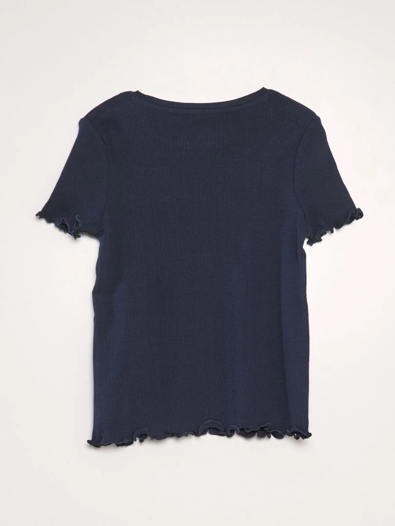 T shirt côtelé bleu marine