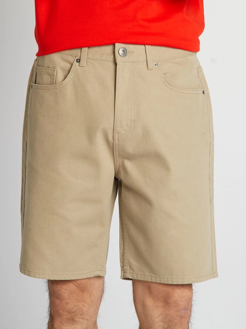 Bermuda en jean à 5 poches   Beige