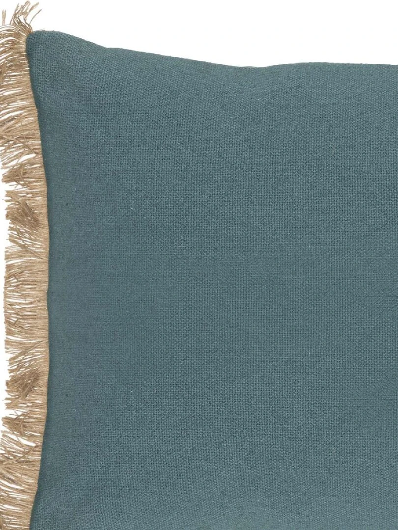 Coussin en coton et jute Bleu