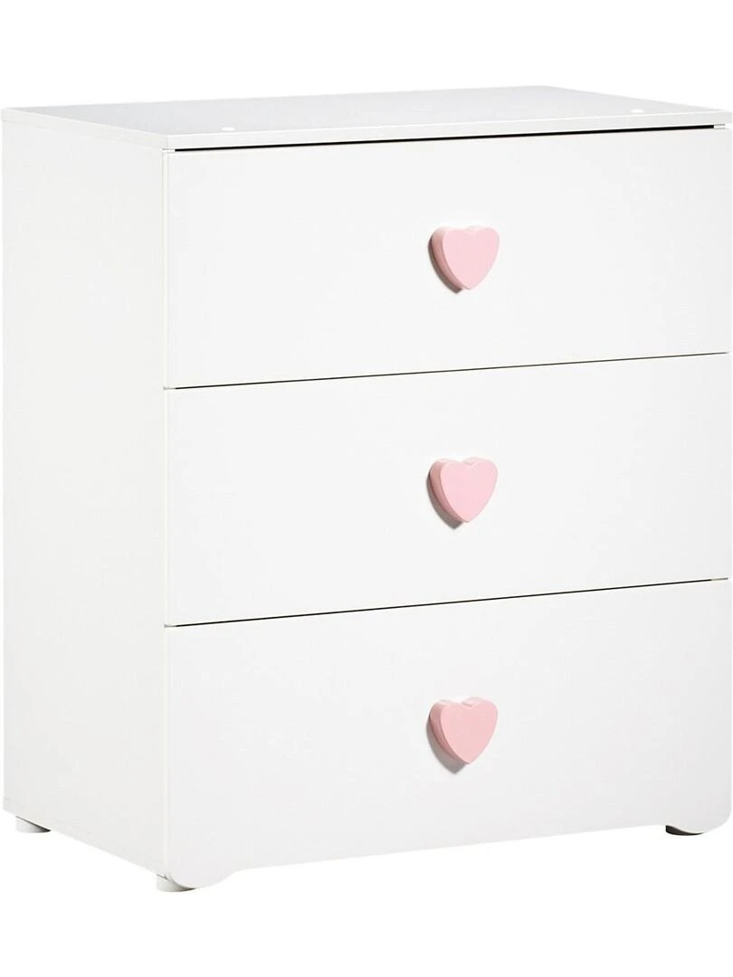 Commode à langer 3 tiroirs BABYPRICE Blanc Rose