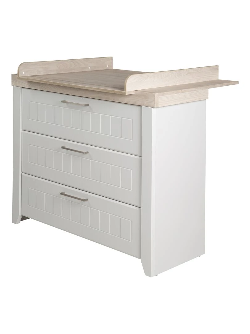 ROBA Commode à Langer "Helene" – avec Plan à Langer Amovible – 3 Tiroirs – blanc Gris clair