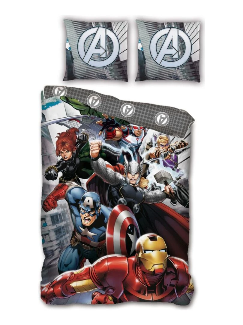 Parure de lit Enfant Iron Man et Captain America Gris