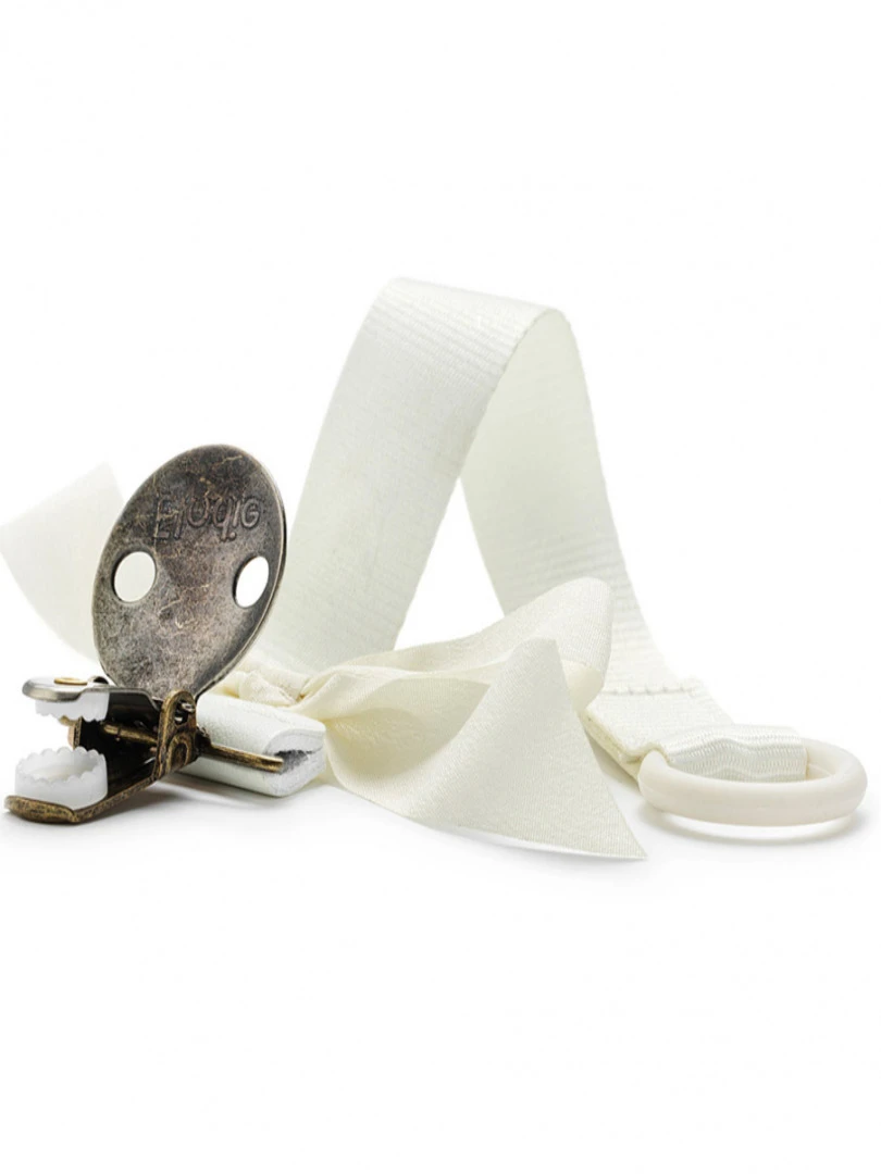 Attache Sucette Noeud Vanilla White Ecru
