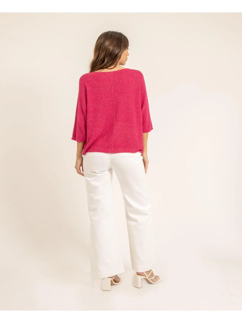 Pull fin paillettes KOLIANE Rose fushia