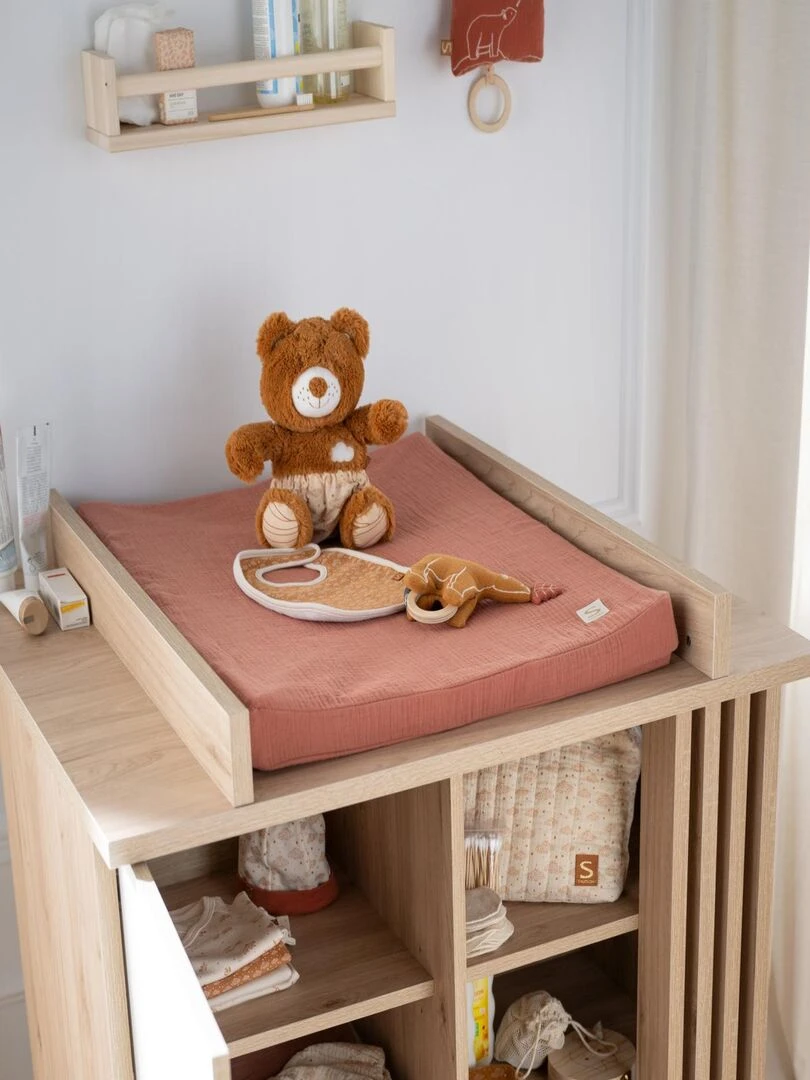 Lot de 2 bavoirs en coton décor nuage   SAUTHON   Marron