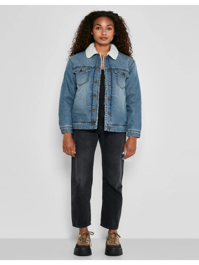 Veste sherpa en denim Noisy May Bleu