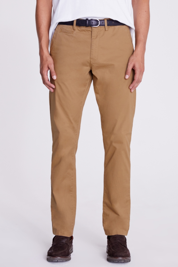 Tailored Fit Tobacco Stretch Chinos Buy Online at Moss