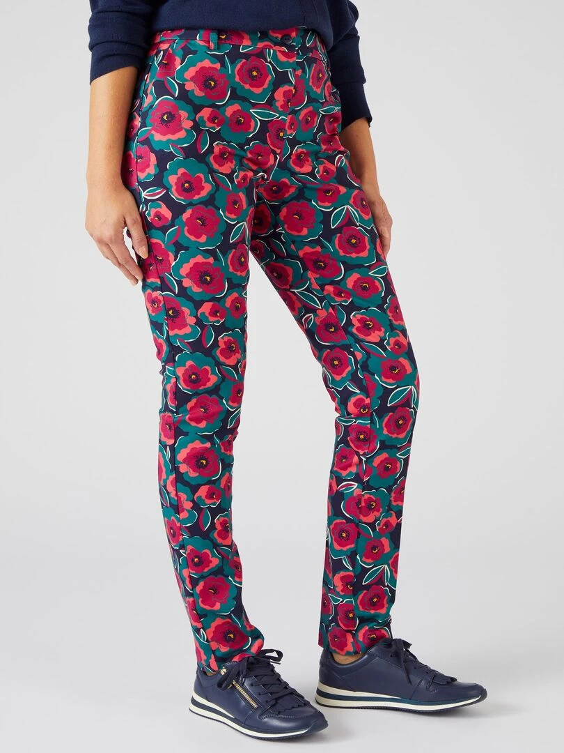 Pantalon satin de coton Damart Bleu marine