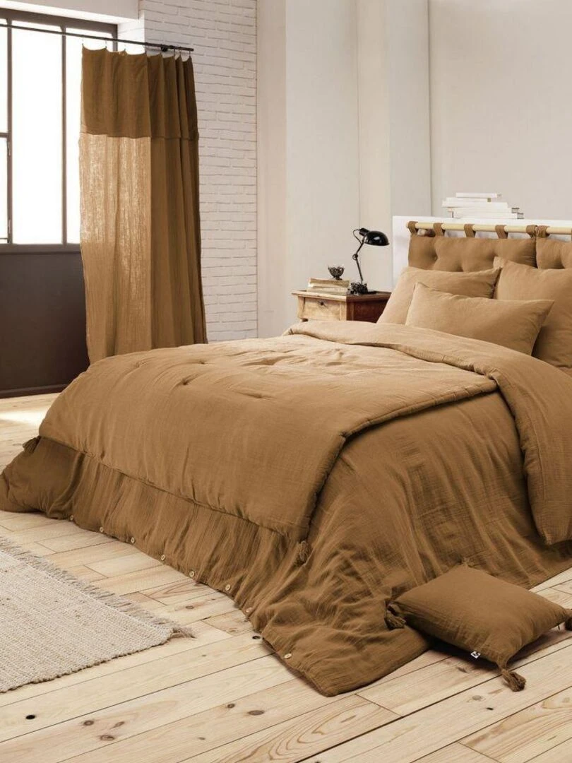 Housse de couette 100% Gaze de Coton   Marron